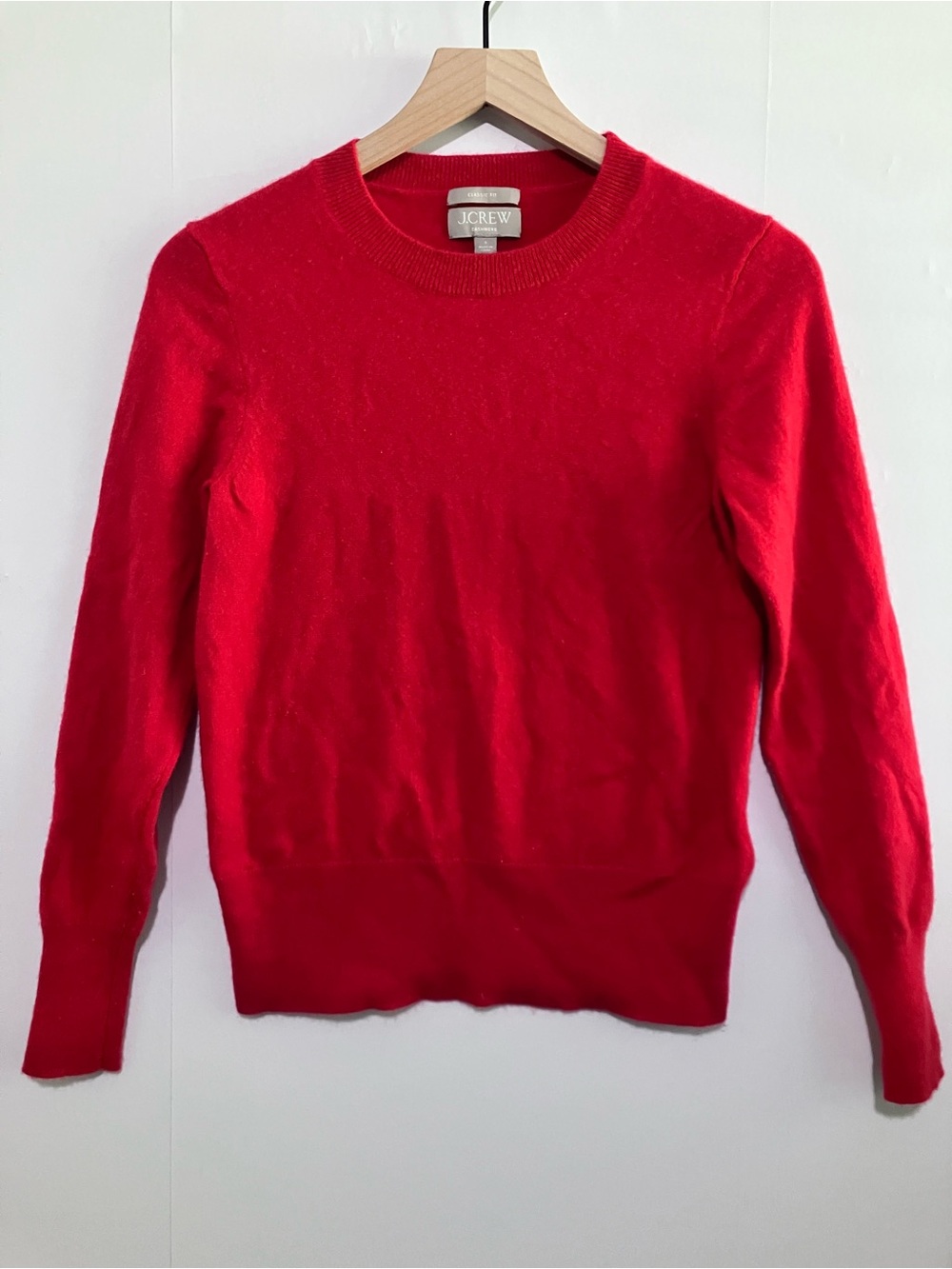 J. Crew Red Cashmere Sweater Classic Fit Size Small